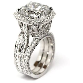 925 Anillos Silver Vintage Promise Ring Cojín 2ct Aaaaa Cz 