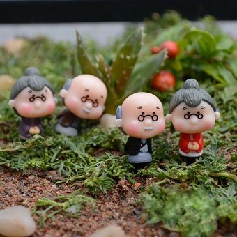 4 piezas miniatura abuela abuelo muñeca adornos hogar jardín artesanía 