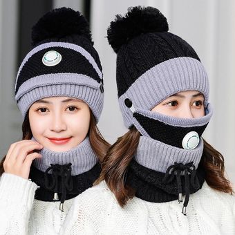 2 Bufandas Mujer Invierno De Terciopelo Cálido Sombrero 
