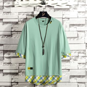manga corta top verde 2021 nueva camiseta de verano para hombre todo combinado casual manga corta top verde 2021 nueva camiseta de verano para hombre todo combinado casual