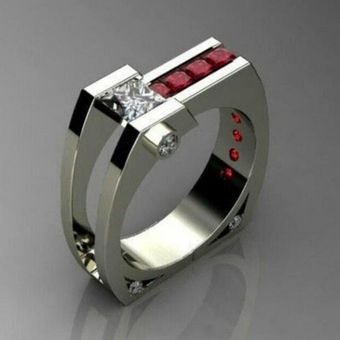 Crystal Women White Zircon Ring Deluxe Golden Boda Promete 