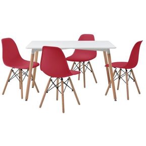 Comedor Munich/Oslo con 4 sillas Color Blanco y Rojo TU GOW