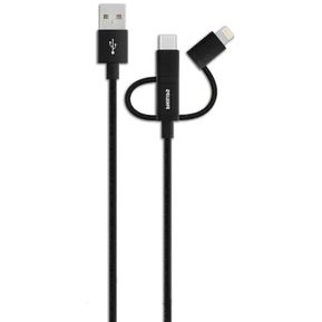 CABLE LIGHTNING, MICRO USB Y CABLE TIPO C, NEGRO