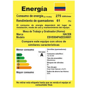 Estufa Romero Reflex Haceb 50 cms Gas Natural 