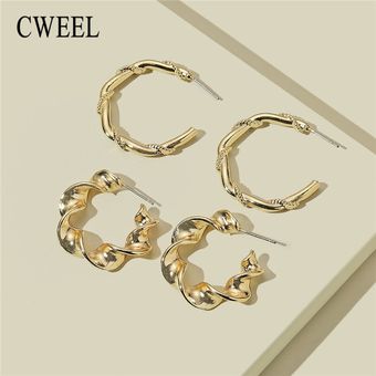Pendientes Colgantes De Tipo Cweel C Joyas De Oro Grandes 