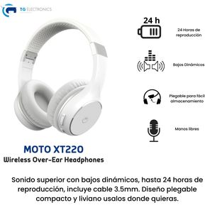 Audifono Diadema Motorola XT220 Hasta 24 hrs de Música Color Blanco