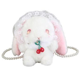 japonés Lolita bolsas de hombro para las niñas Cosplay felpa de Lop oreja de conejo de la bolsa de mensajero Juguete Pequeño teléfono bolsa #pink eye 