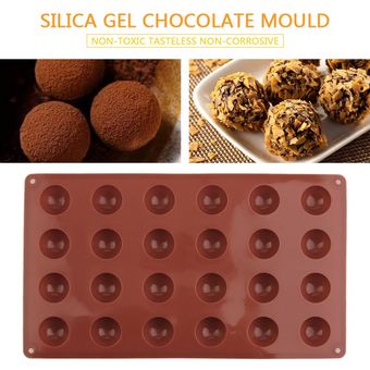 Profesional de 24 Hoyos Forma bolas de chocolate cake Mold-Dark molde de silicona rojo 
