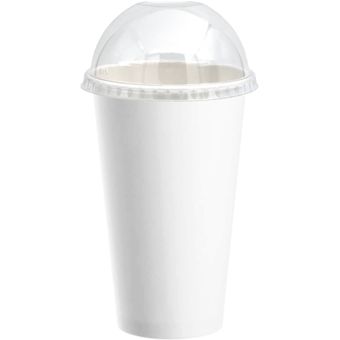 Combo de 50 Vasos Desechables para Cafe Blanco de 16 Oz con Tapa