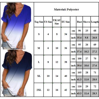 Camiseta de manga corta suelta holgada Blusa con cuello en V degradado para mujer 