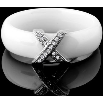 Anillo De Mujer De Cerámica En Blanco Y Negro Con Anillo De 