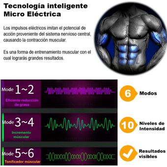 Electro Estimulador Muscular 06 Vak Ems PRO Pad Abdominales CINTURA