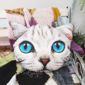 Cojin Cara de Gato Por Ejemplo Ojos Azules