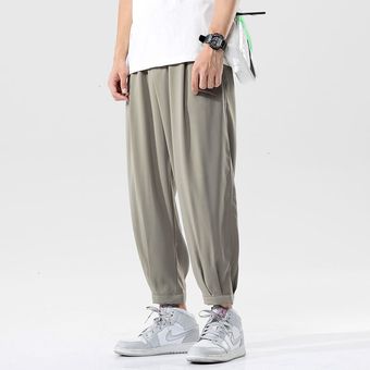 #DarkGray Pantalones informales de gran tamaño para hombre,ropa de calle Harajuku a la moda,Color sólido,clásicos,hasta el tobillo 