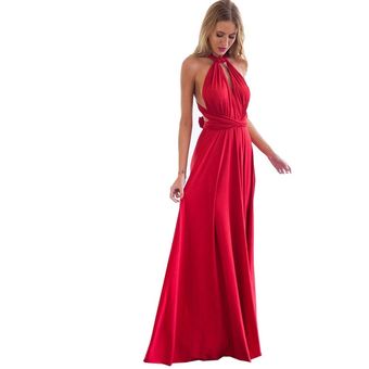 Vestido bandage largo bohemio entallado de mujer  vestido sexi convertible rojo de tirantes  infini 