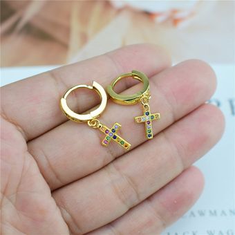 Joyería Color Color Cz Zircon Cross Scratch Pendientes Aaa 