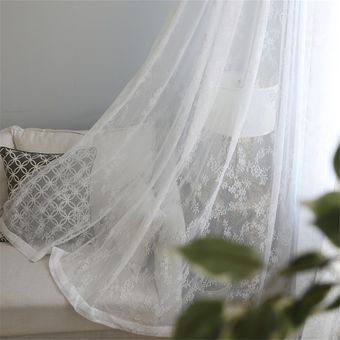 Cortinas transparentes de encaje blanco europeo para sala de estar t 