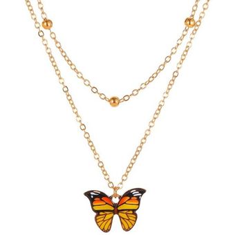 Multicapa Vintage mariposa colgante collar para mujer mari ~ 