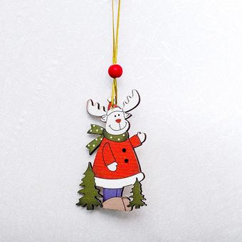 Ciervo Santa Claus copo de nieve madera Natural Navidad ornamentos c 