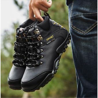 Zapatos de invierno para hombre, botas de cuero cálida para mantenerse