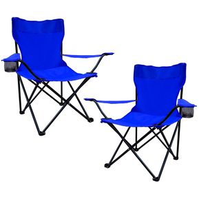 Sillas con Funda Camping Playa Plegables Portatil Set 2 azul
