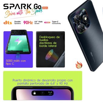 Celular Tecno Spark Go 2024 64GB/3GB RAM - Negro