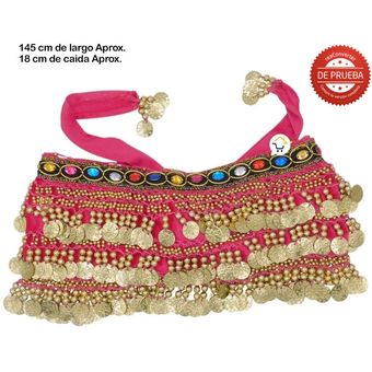  Bufanda de danza del vientre para mujer, diseño de lentejuelas  brillantes, monedas, bufandas de cadera, Rosa Rojo : Ropa, Zapatos y Joyería
