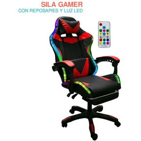 Silla Gaming con Reposapies y Luz LED Premium Gamer