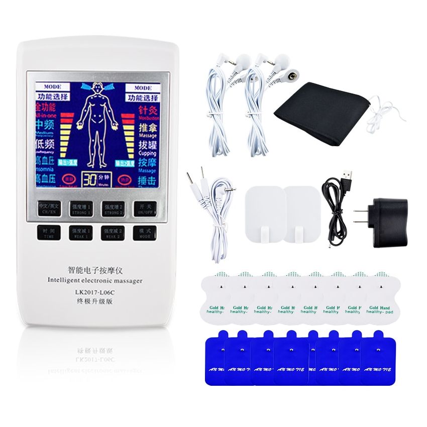 Inteligente 12 modos masajeador eléctrico EMS estimulador muscular decenas de pulso acupuntura tera
