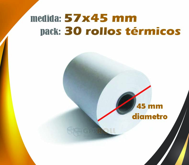 Rollo térmico 58 mm para ticket 57x45 mm 30 pz punto de venta