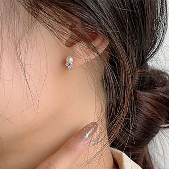 Plata Natural Water Forma de gota Pendientes Pendientes Esteticismo Diamantes Pendientes y Plata 