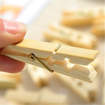 20PCS  SET Inicio convenientes clips de lavandería bambú natural cortavientos pinzas para la ropa 