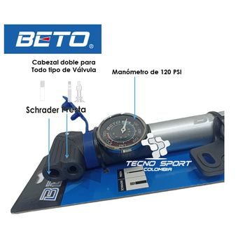 Combo Inflador Piso + Mini Bomba Aire Bicicleta Manómetro