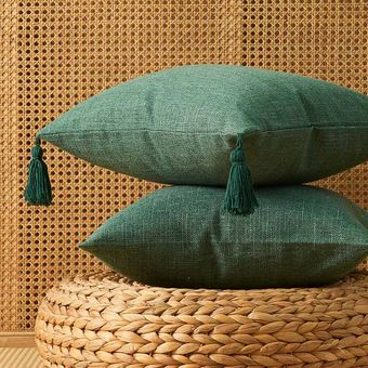 Cubierta de cojín liso con borlas para decoración del hogar funda d 