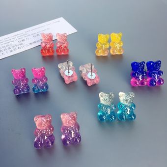 Lindos Pendientes De Oso Violeta De Goma Declaran Pendientes 