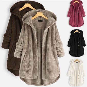 Abrigo cálido de felpa de talla grande para mujer abrigo sólido inf 