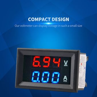 Amp Dual voltímetro digital Medidor LED rojo 10A 100V DC amperímetro del voltímetro del azul 