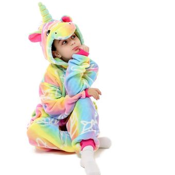Camiseta de los niños-LA32 Bebé niñas Unicornio Pijama de arco iris los punto Panda de animales Pijama pantalones Pijamas Infantil de cumpleaños 