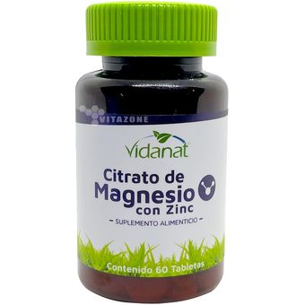 Citrato de Magnesio Zinc 60 tabletas Vidanat