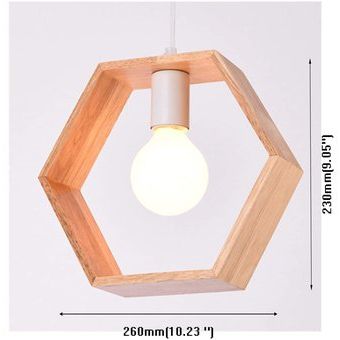 Moderna Luz Colgante de Madera Lámpara de Techo E27 Hexágono Retro 