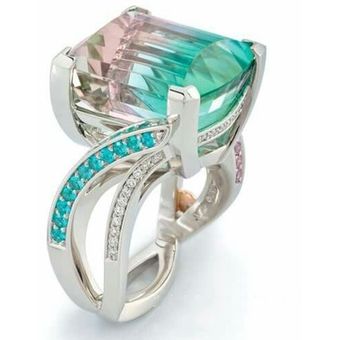Anillo De Boda Azul Rosa Degradado Anillo De Boda Anilos 