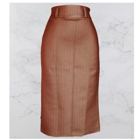 Falda larga midi efecto cuero -cobre