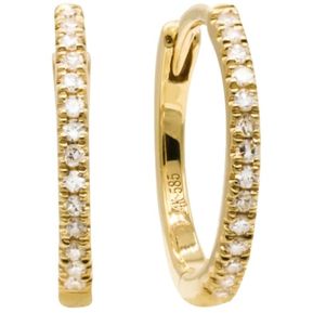 Aretes Huggies Oro Amarillo 14K con Diamantes