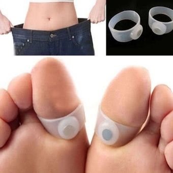 1 par de silicona de adelgazamiento masaje de pie magnético Anillo Toe Fat Weight Loss Health-White 