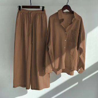 Conjunto de Pantalón y Camisa para Mujer-Marrón | Colombia -