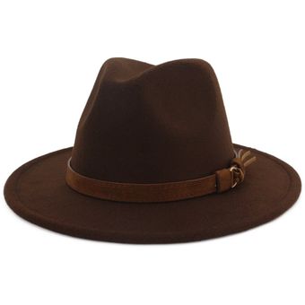 Sombreros de lana para hombre con lazo de cuero  elegante sombrero c 