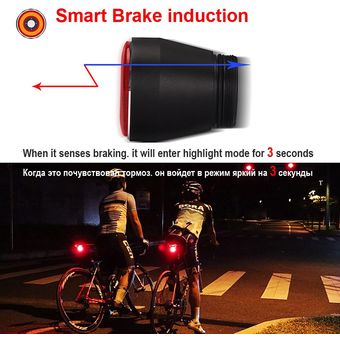luz LED Bicicleta inteligente con USB luz trasera de freno para bicicleta de montaña 