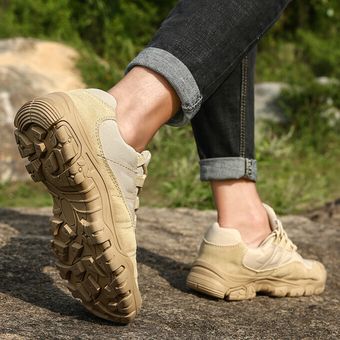 Zapatos de senderismo al aire libre de cuero de alta calidad para hombres 38-46-Khaki 
