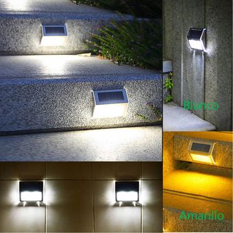 4 Piezas Luces Solar De Exterior Jardín e Escalera Lámpara 
