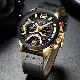 reloj negro dorado